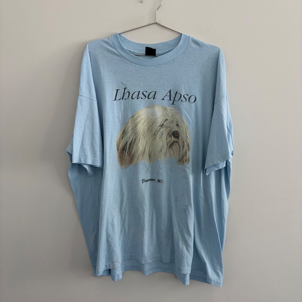 Vintage Platinum Plus Lhasa Apso Branson MO Graphic T-Shirt Light Blue 2XL